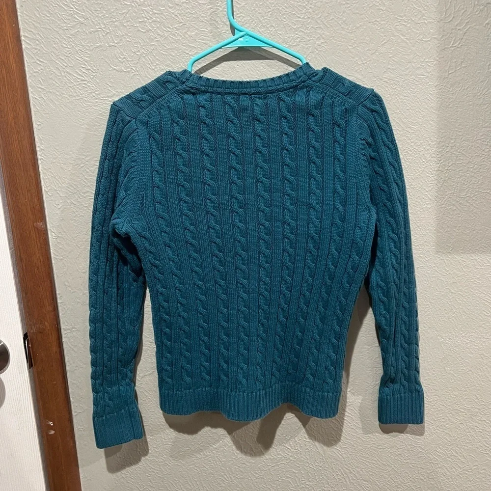L.L. Bean Women's Blue Cable Knit Sweater Size Medium EUC